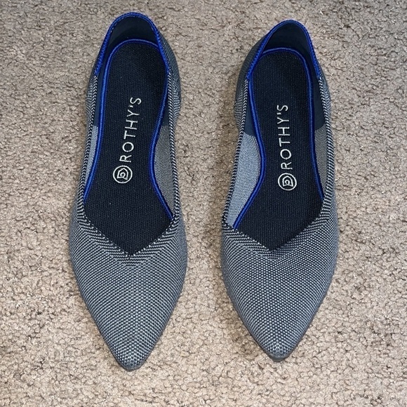Rothy’s The Point Pointed Toe Flat Cloud Grey Birdseye 10 - Picture 4 of 11